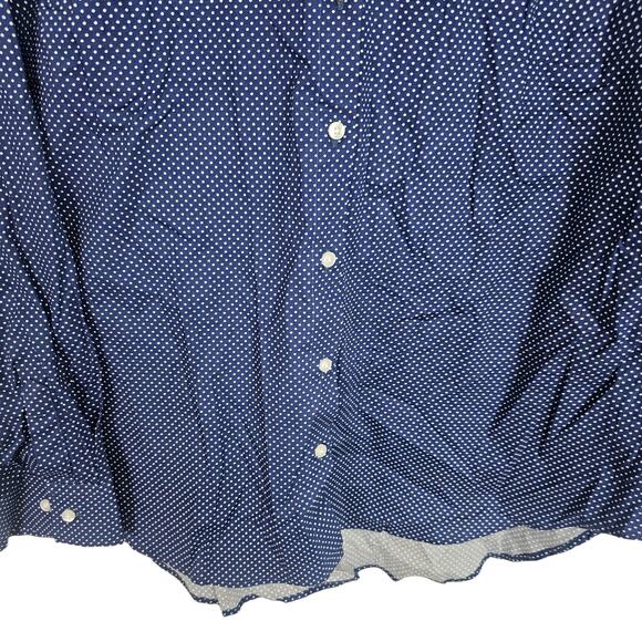 J Peterman Top Polka Dot Blouse Button Up Blouse Long Sleeve Blouse Blue 18 - Picture 3 of 8